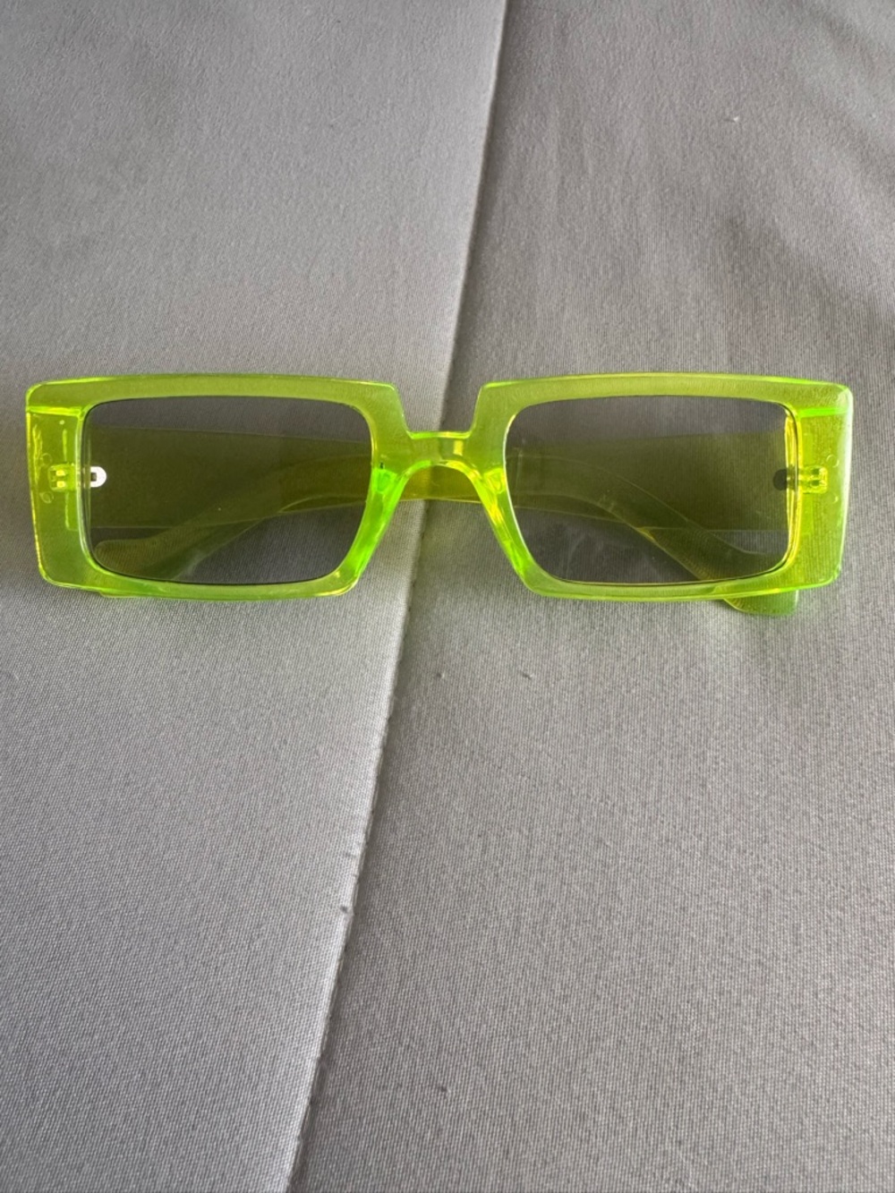 Neon Lime Rectangular Sunglasses - Picture 2 of 3